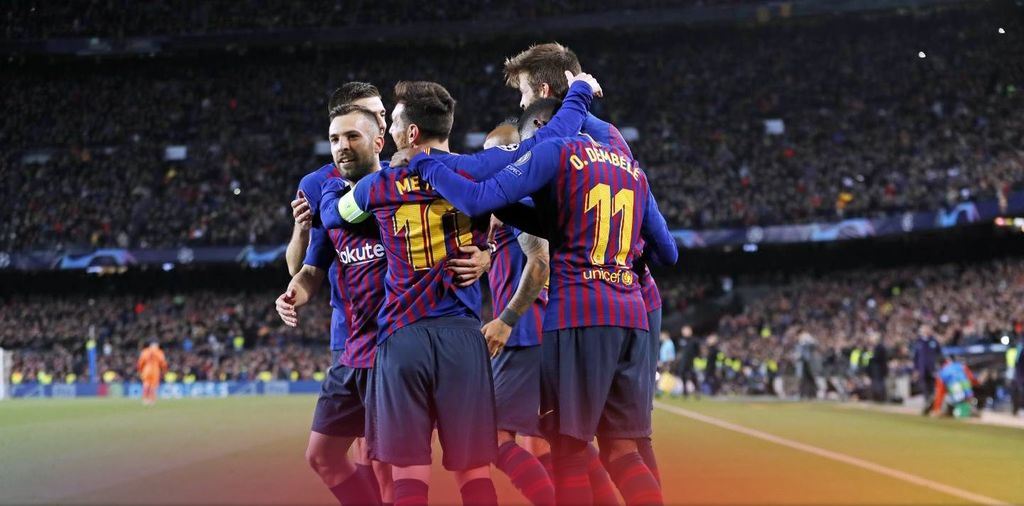 Barça celebrate reaching the quarter-finals for the 12th successive season